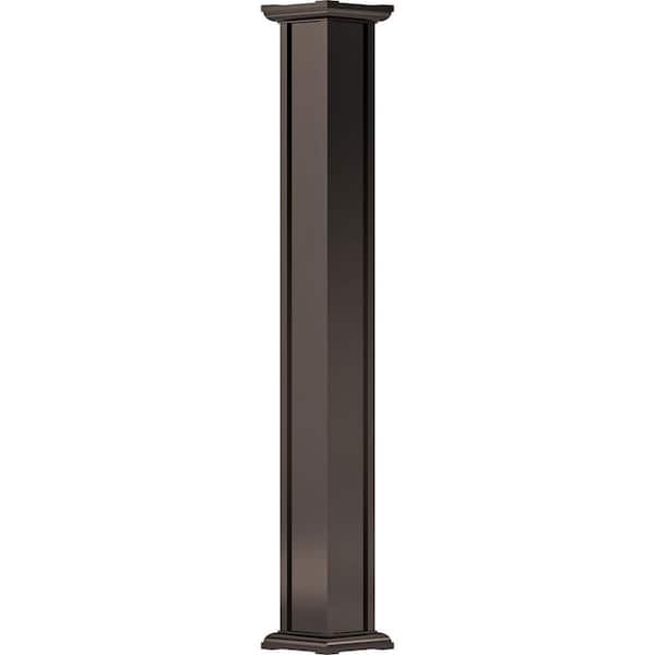 10' x 5-1/2" Endura-Aluminum Acadian Style Column, Square Shaft (Post Wrap Installation), Non-Tapered, Textured Brown