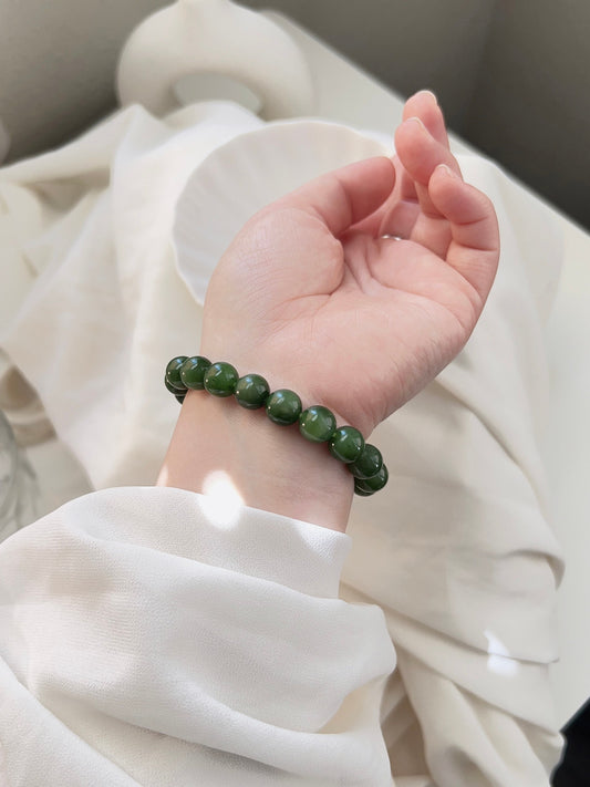 Natural Jade Beaded Bracelet with Gold Filled Bead – Shanali Jewelry