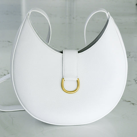 White leather hobo bag