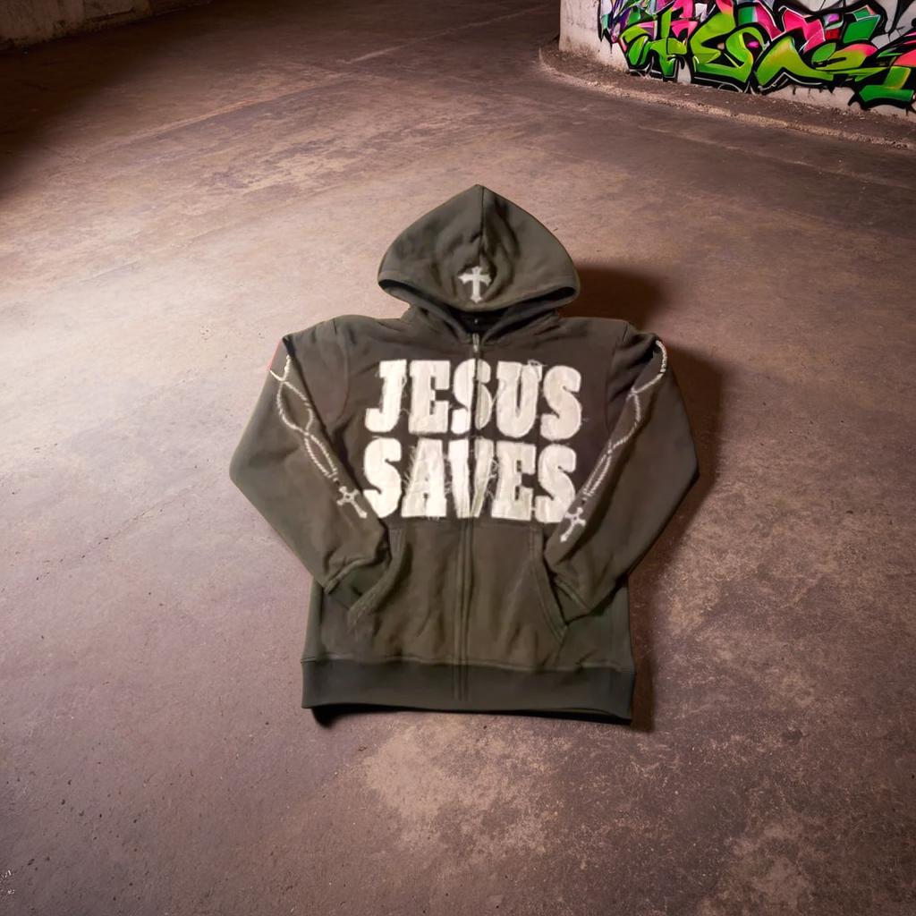 Unisex 'JESUS SAVES' Zip-Up - kyana product image