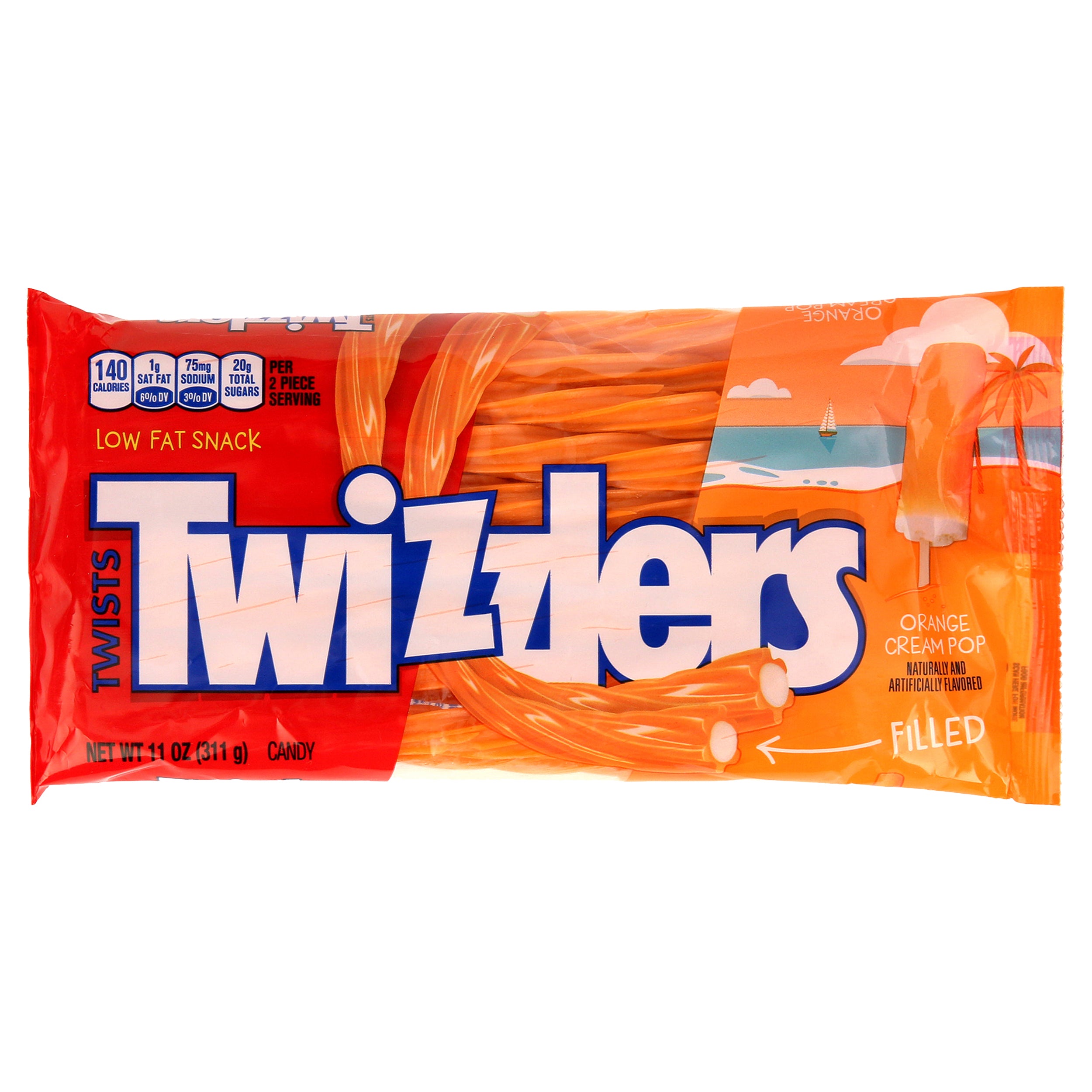 Billede af Twizzlers Orange Cream Pop Filled Twists Mega Bag