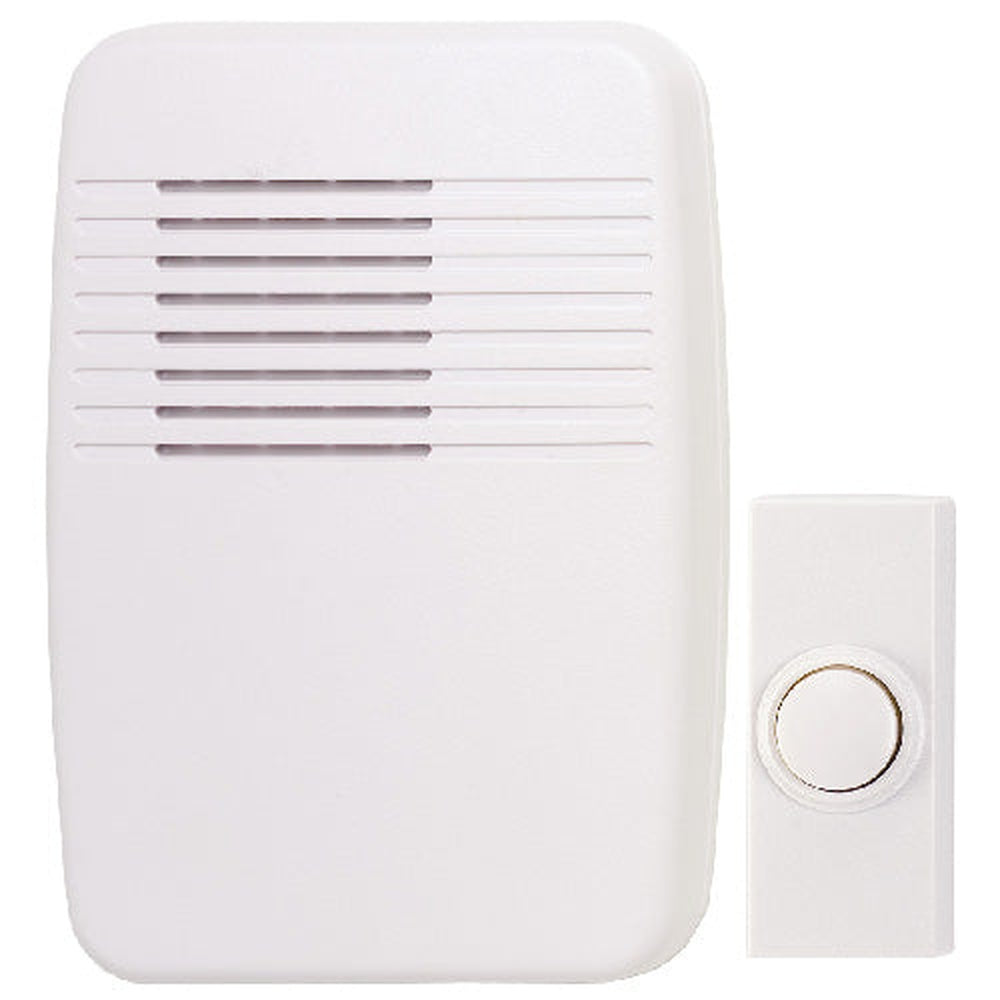 Wireless chime with push button, white