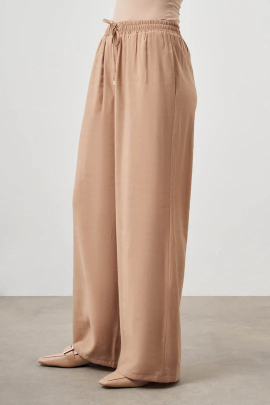 Mizalle Wide Leg Pants Beige Apparel - Beige