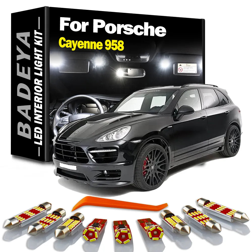 19Pcs Canbus LED Interior Light Kit For  2011-2023 Porsche Cayenne 958 Dome Map Reading Trunk Door License Plate Lamp