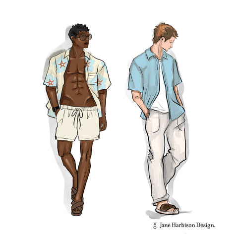 Men's Camp Collar shirt sewing pattern for the beach