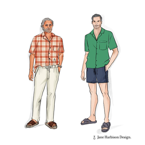 Men's Camp Collar Shirt sewing pattern for weekend wear