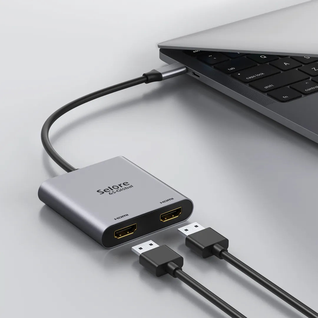 Enjoy Movies and Games on Big Screens with SELORE's Dual HDMI Adapter!