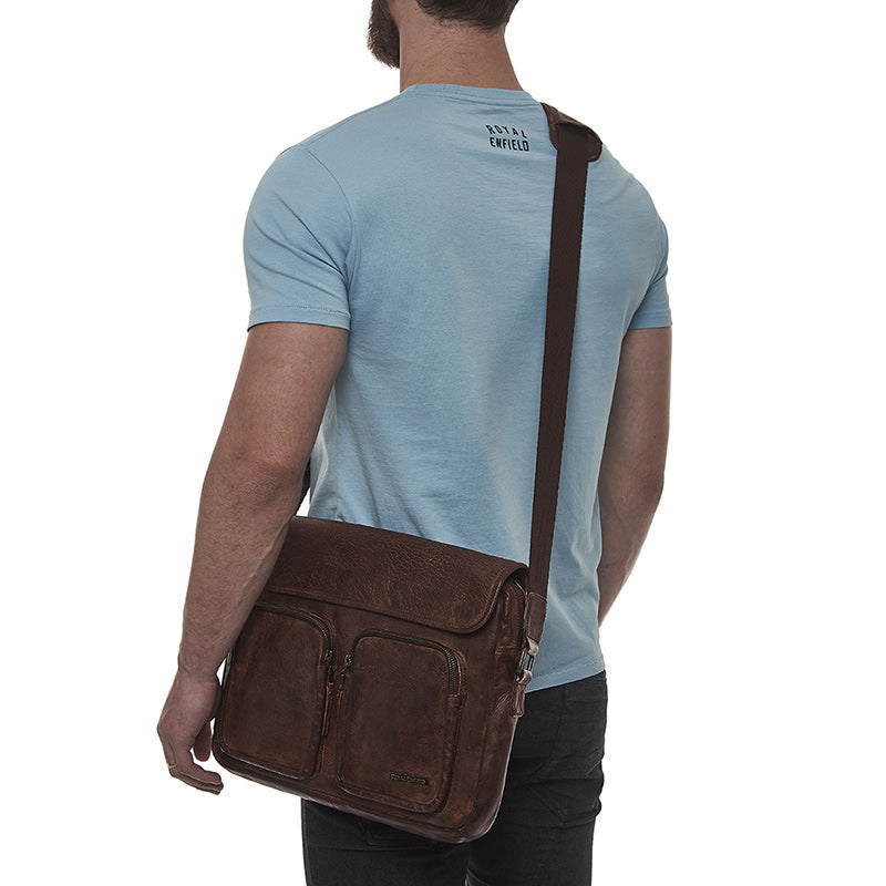 Buy LEATHER MESSENGER BAG (Brown) Online | Royal Enfield Store