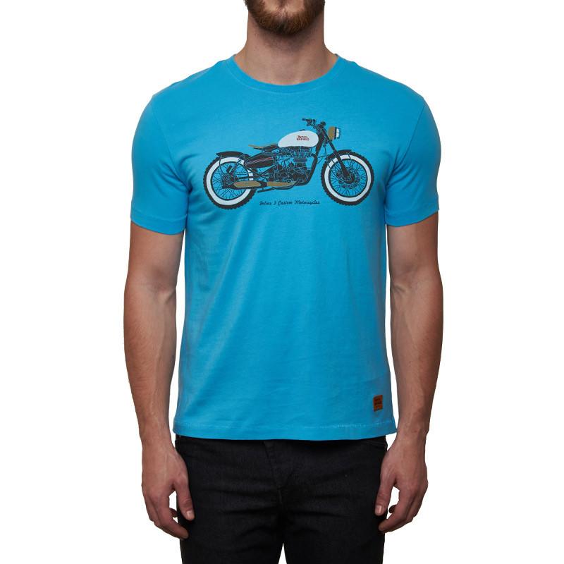 Buy Inline-3 Custom Motorcycles T-Shirt (Sky-Blue) Online | Royal ...