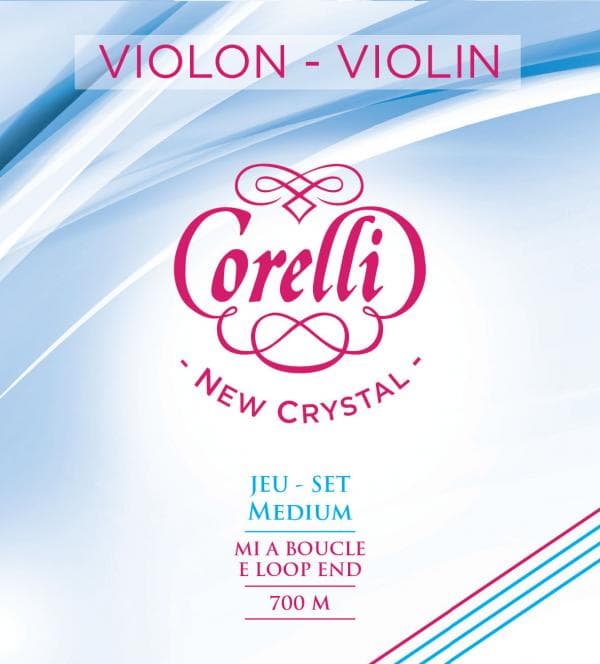  Corelli New Crystal Violin String Set -Medium Gauge - Loop End E 