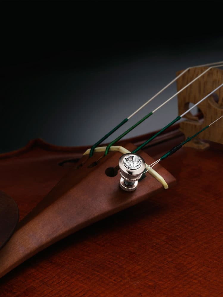  Luxitune Hill-Style String Adjuster, Solitaire, White Crystal, Rhodium - Violin E or Viola A 