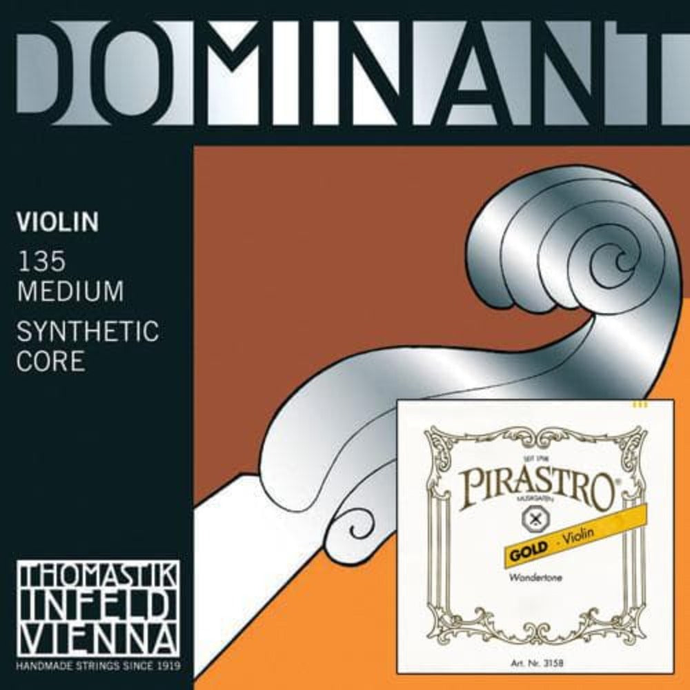  Dominant Custom Violin String Set with Ball-End Gold Label E - 4/4 size - Medium Gauge 