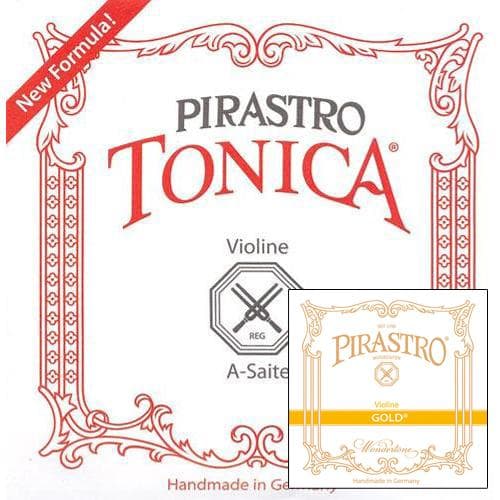  Pirastro Tonica Violin String Set with Gold Label E String Ball End - 4/4 Size - Medium Gauge 