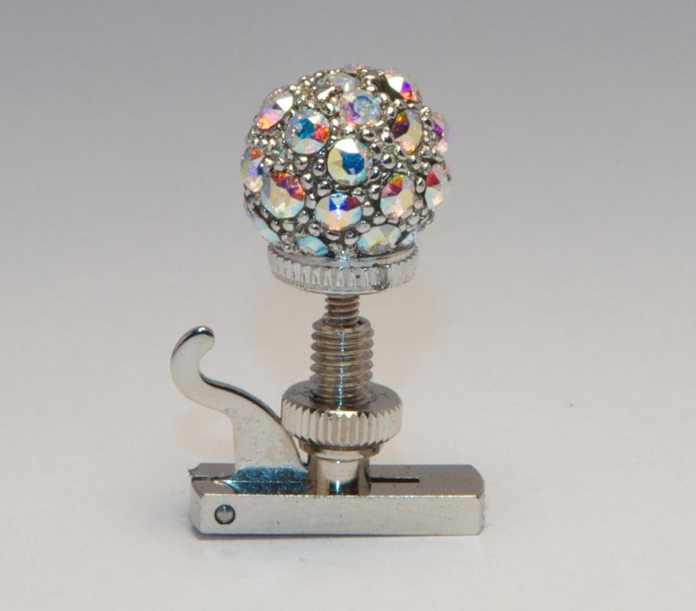  Luxitune Hill-Style String Adjuster, Pave Ball, Iridescent Crystals, Rhodium - Violin E or Viola A 