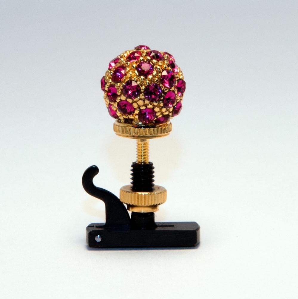  Luxitune Hill-Style String Adjuster, Pave Ball, Pink Crystals, 14k Gold Plate - Violin E or Viola A 