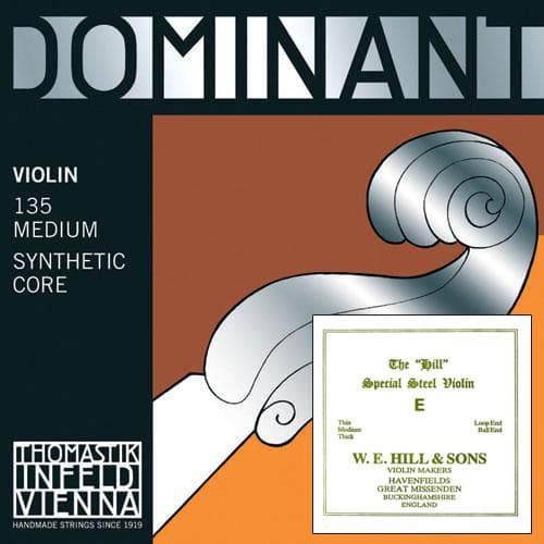  Dominant Custom Violin String Set with Loop-End Hill E - 4/4 size - Medium Gauge 