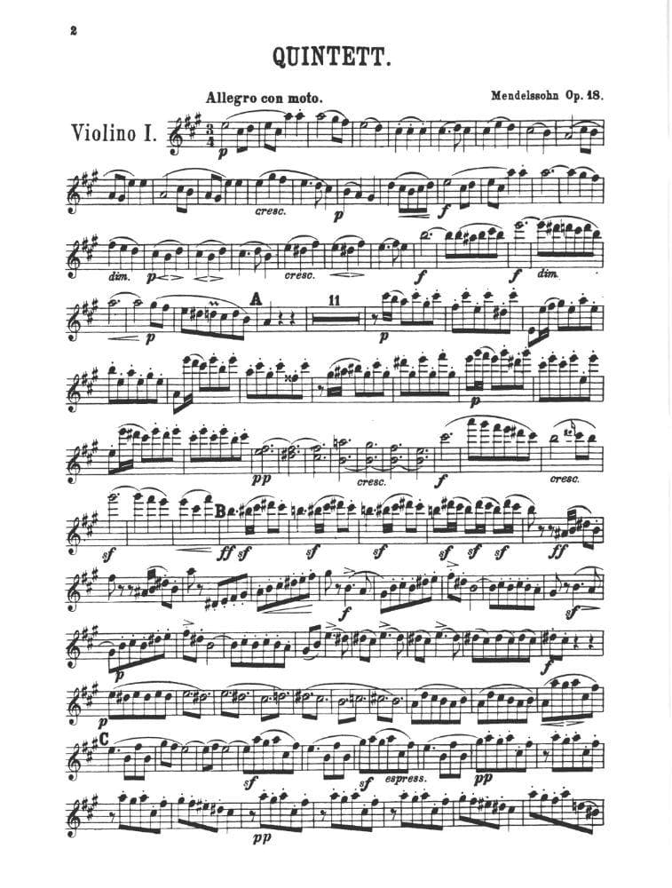 Mendelssohn Chamber Music Sheet: Classical Violin