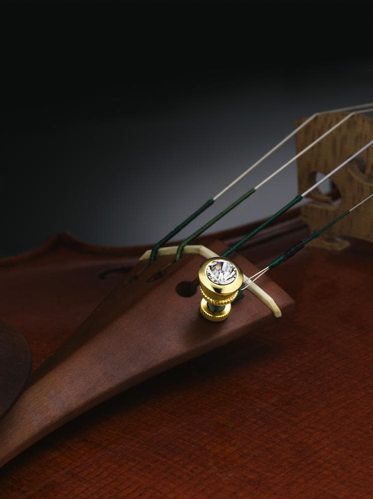  Luxitune Hill-Style String Adjuster, Solitaire, White Crystal, 14k Gold Plate - Violin E or Viola A 