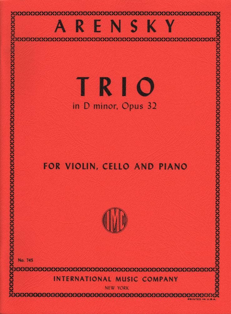 Arensky Piano Trio: D Minor Op. 32 Sheet Music