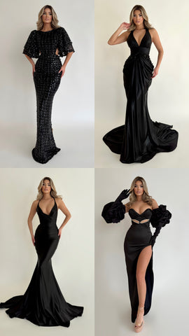 Long Elegant Black Dress - Minna Fashion