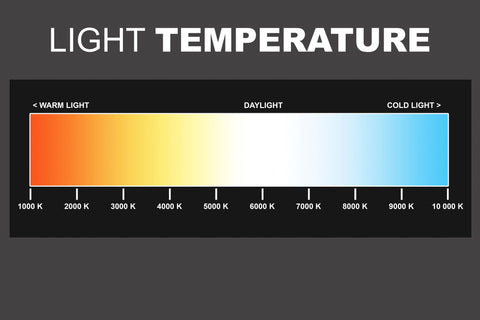 kelvin light temperature chart showing 1000 to 10000K