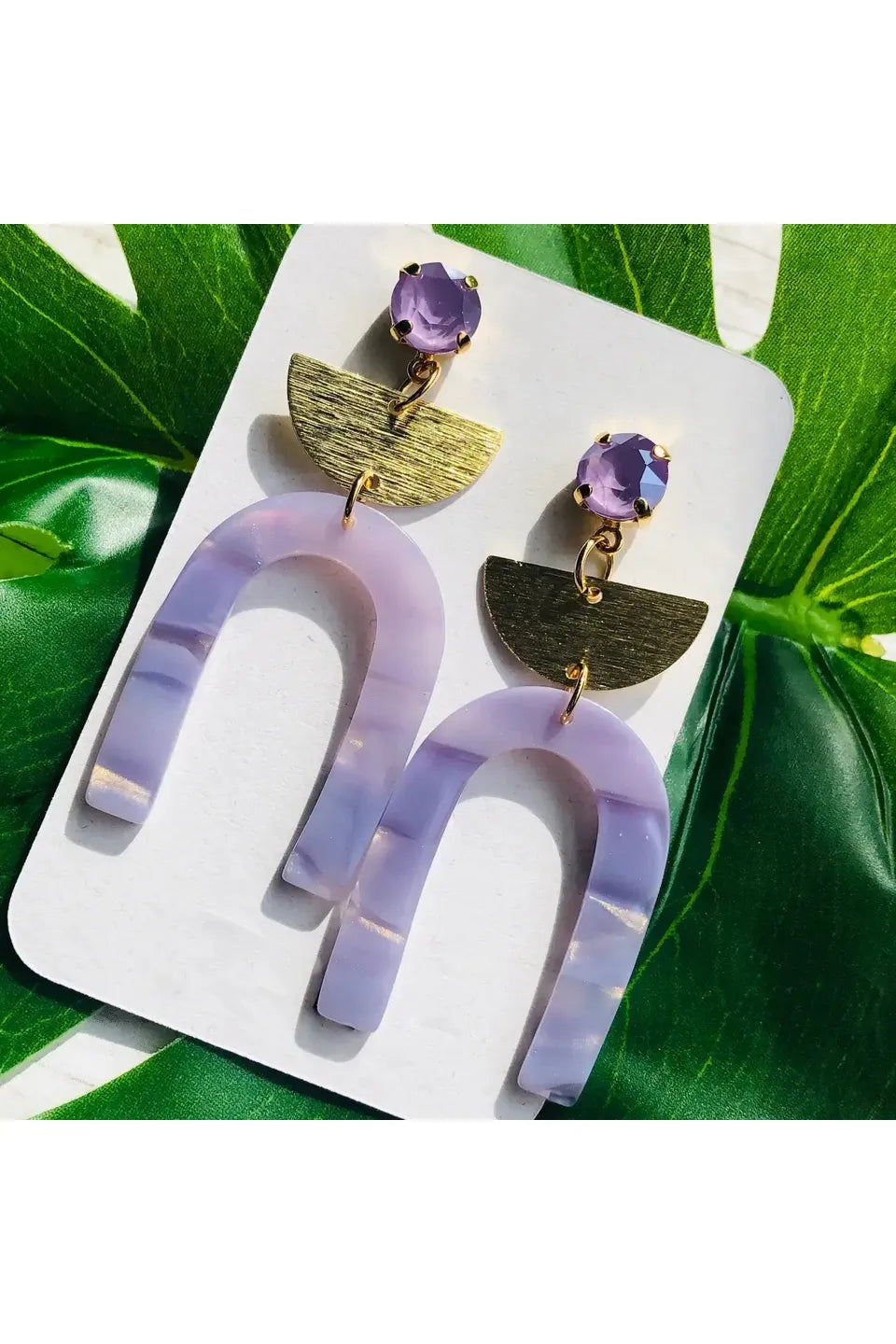 Teal Horseshoe Acrylic Statement Earrings