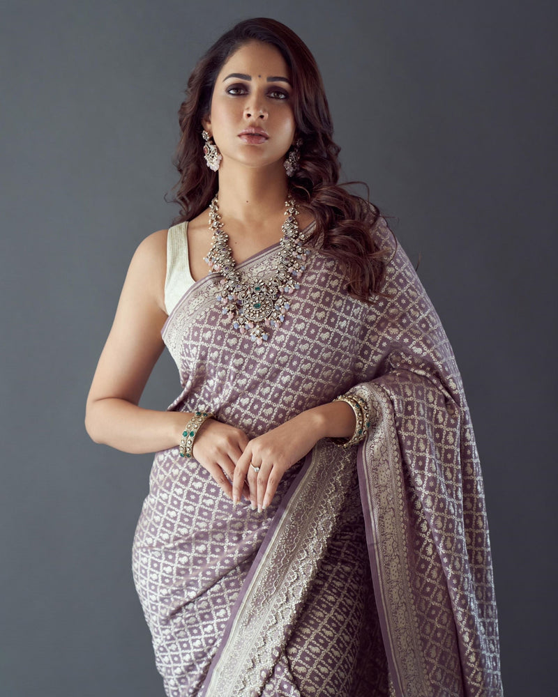 Alkananda Bodapaty In Purple Delight Handwoven Banarasi Silk Suit Set  Online - Chinaya Banaras