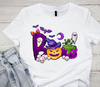 Fun colorful Halloween 'Boo' design on a white t-shirt - DTF Transfers by LuxuryDTF.com