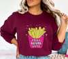 Fries Before Guys, Funny DTF Transfers, Ready to press on most fabrics, This funny design has glitter effect. Pink box with glittery gold fries, and heats | LuxuryDTf.com