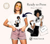 Afro Fashion Lady DTF Transfers printed on a white t-shirt of a girl | easy apply with a home iron in seconds | LuxuryDTF.com