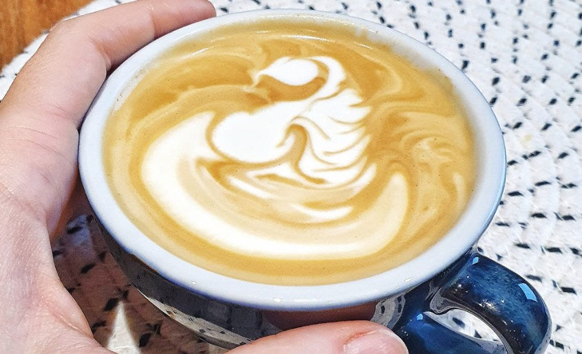 A cup of coffee made from beans roasted in Bristol