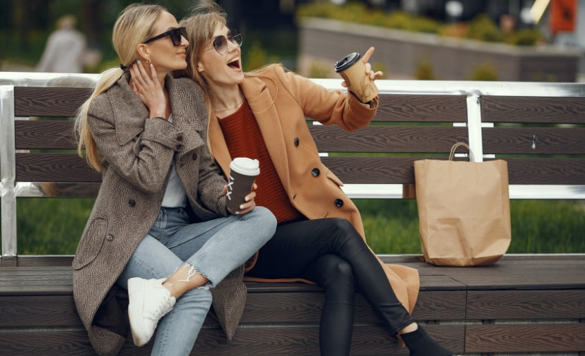 Friends Chilling Outside With Coffee