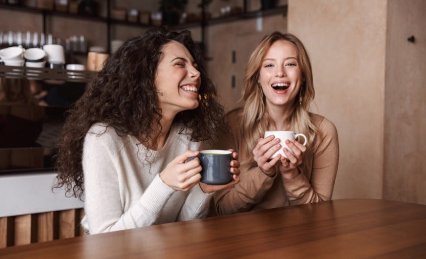 Friends with a cup of amazing coffee