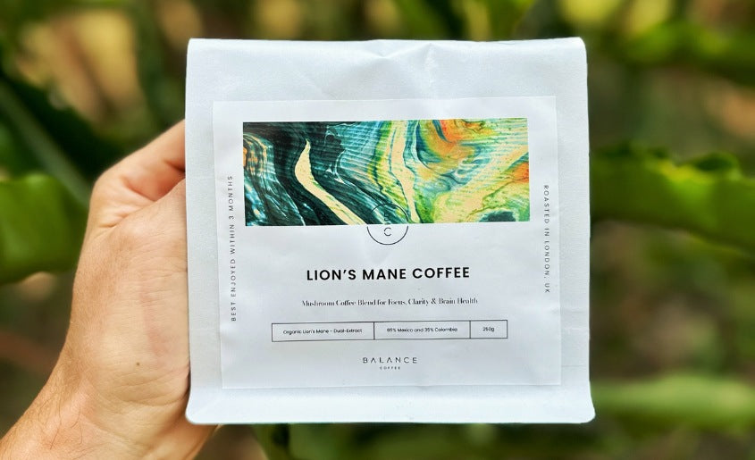 James Holding Lion's Mane Coffee