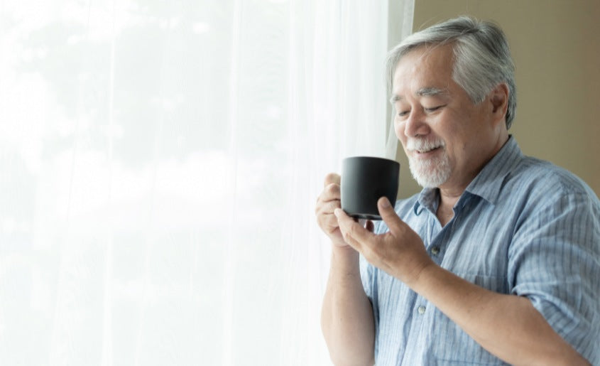 Lifestyle images of men drinking coffee