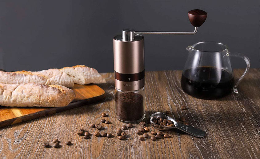 VEVOK CHEF Manual Coffee Grinder Hand Coffee Grinder 6 External Adjustable  Setting Stainless Steel Conical Burr Coffee Mill Portable Hand Crank Coffee