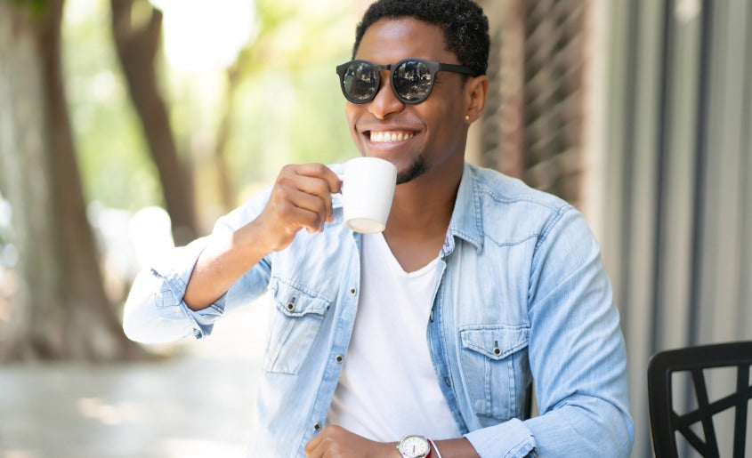 man drinking coffee