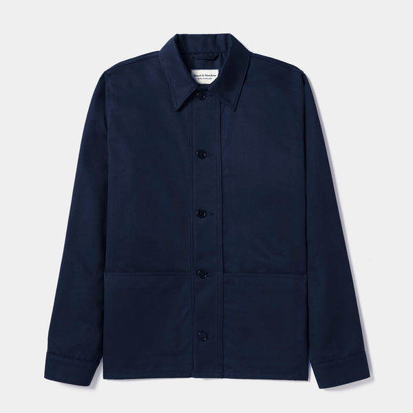 Wood & Meadow Work Jacket in Dark Navy Drill | Worker Jacket | Chore ...