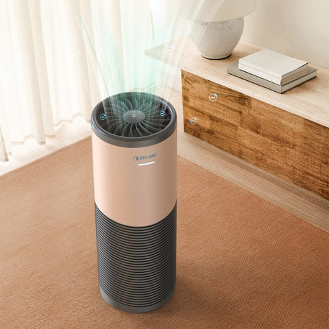 Eoleaf's AEROPRO 150 air purifier pulling in particulate matter (PM)