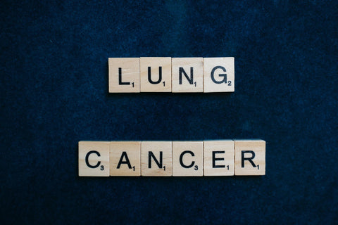 Lung cancer written on Scrabble tiles
