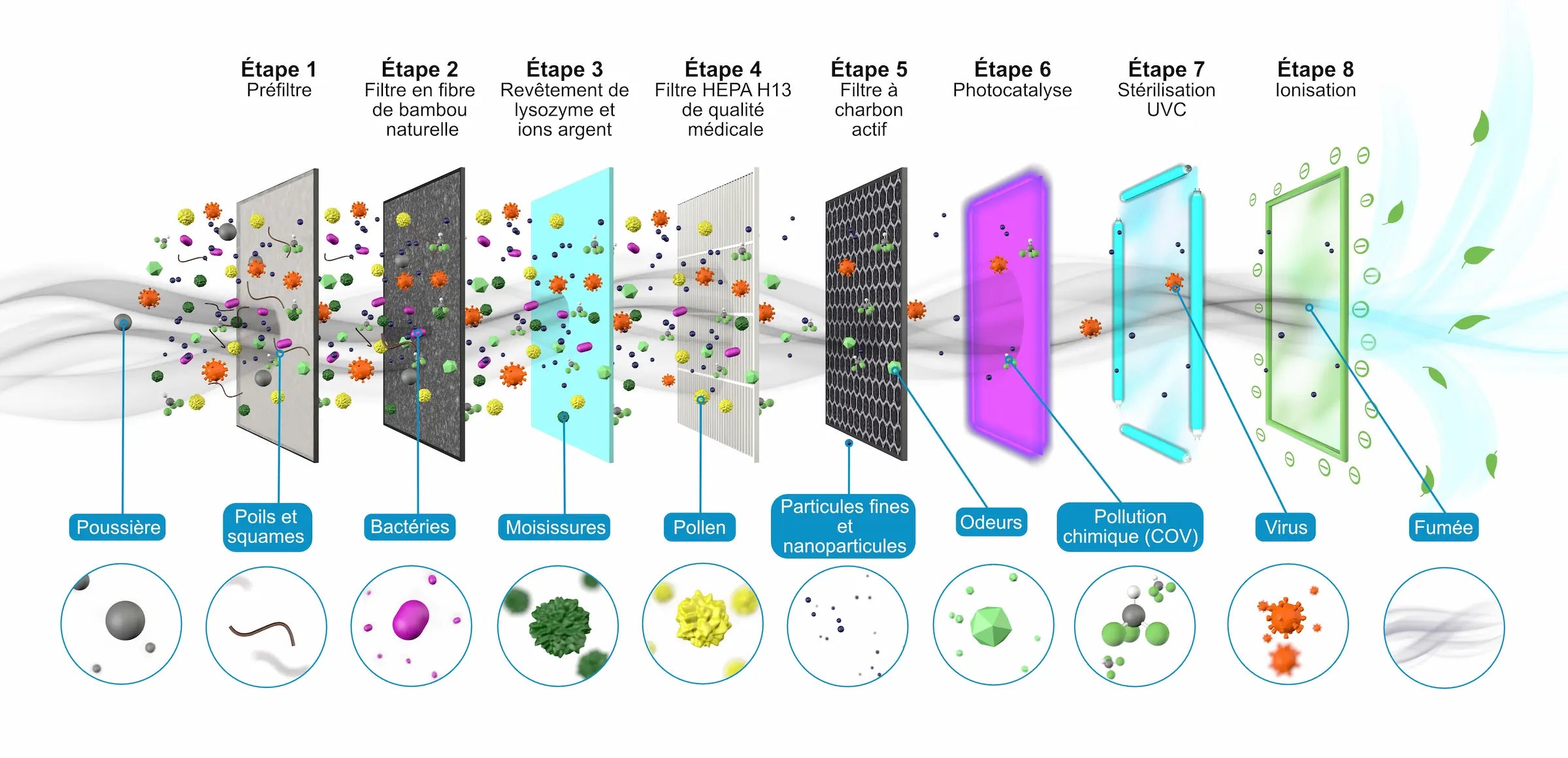 Le système de filtration de 8 étapes d'Eoleaf