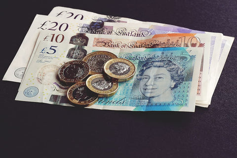 A photo of British pounds