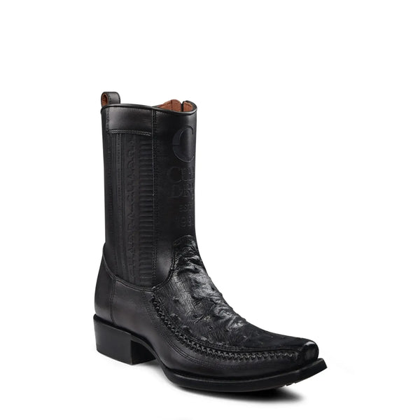Leather Black Cowboy Boots: Cuadra Men's Ostrich Boots - Men Cuadra Boot CU802