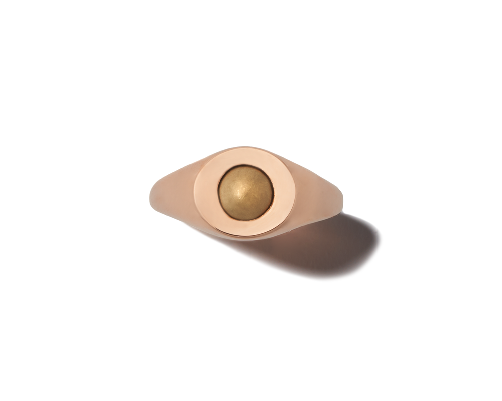 Self Involved Signet Ring, Smooth with Gold Ball