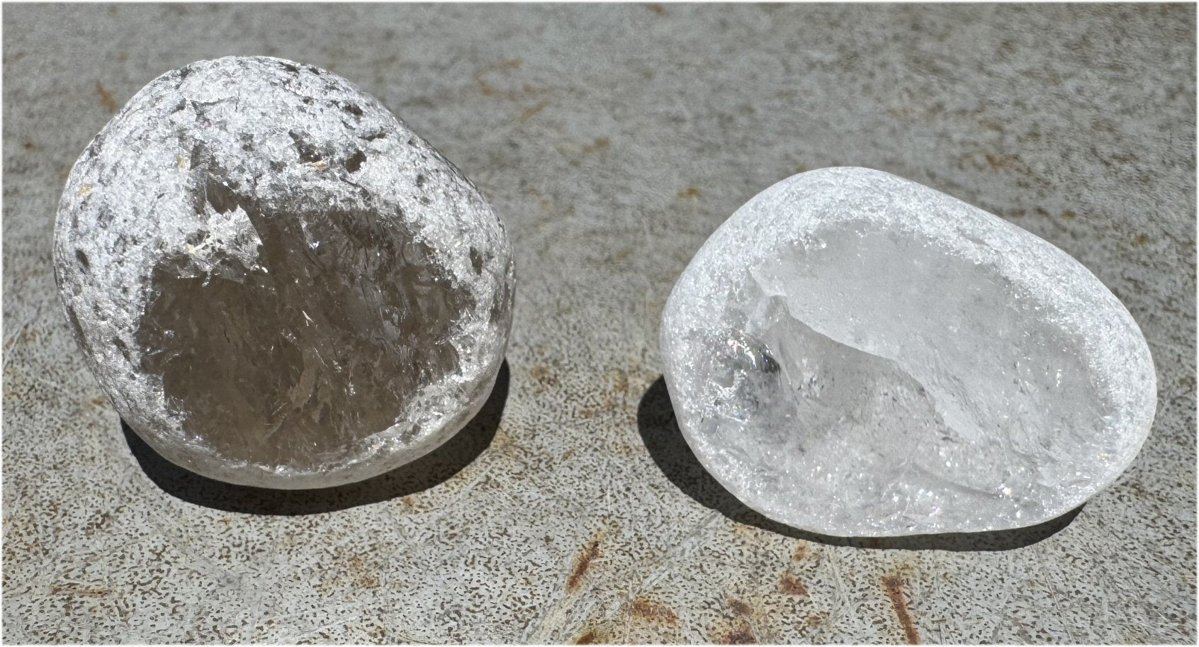 1 Pair Brazilian Window Quartz / Seer Stones - 1 Quartz, 1 Smoky Quartz