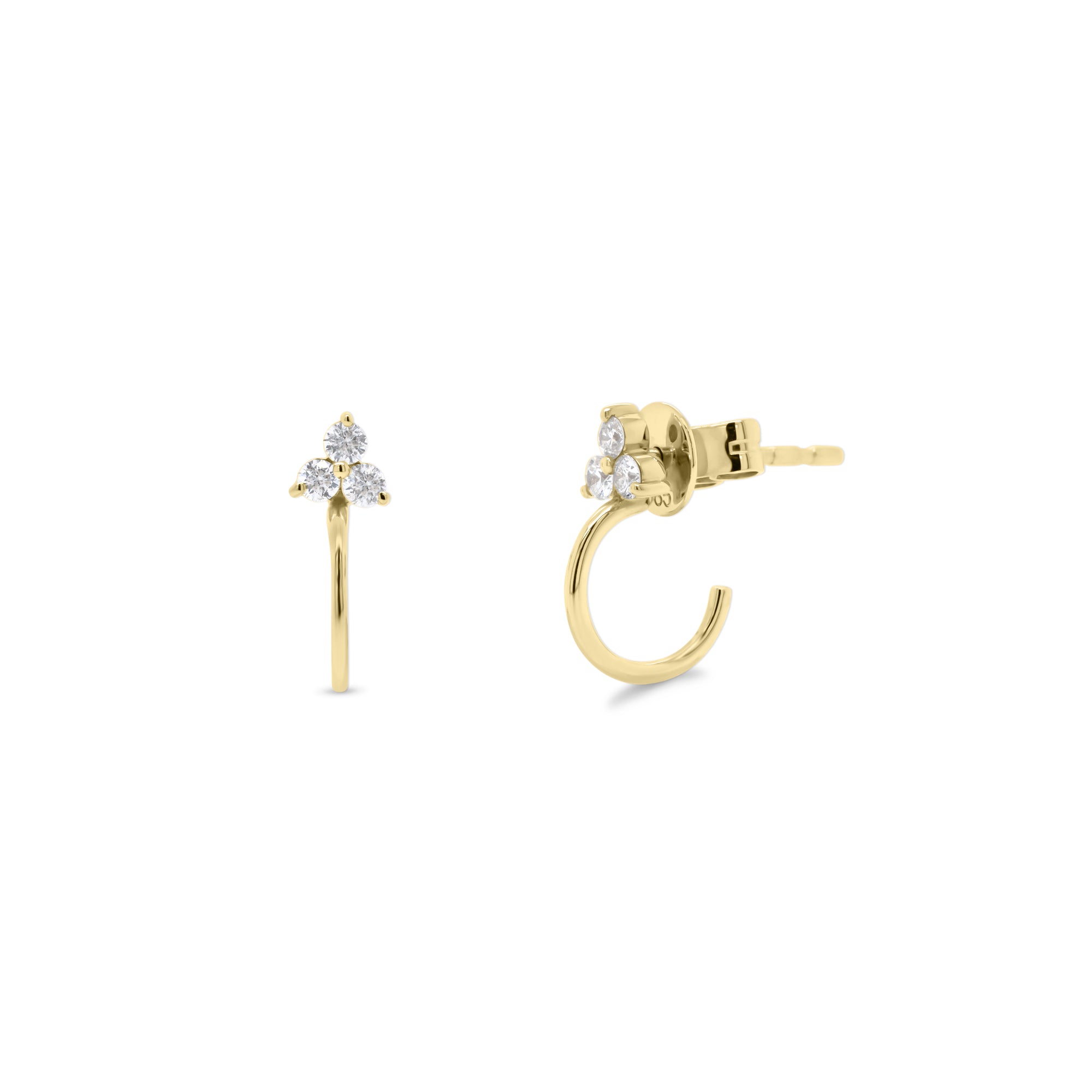 Square Diamond Huggies - 14 Karat Gold Huggie Earrings – MOSUO