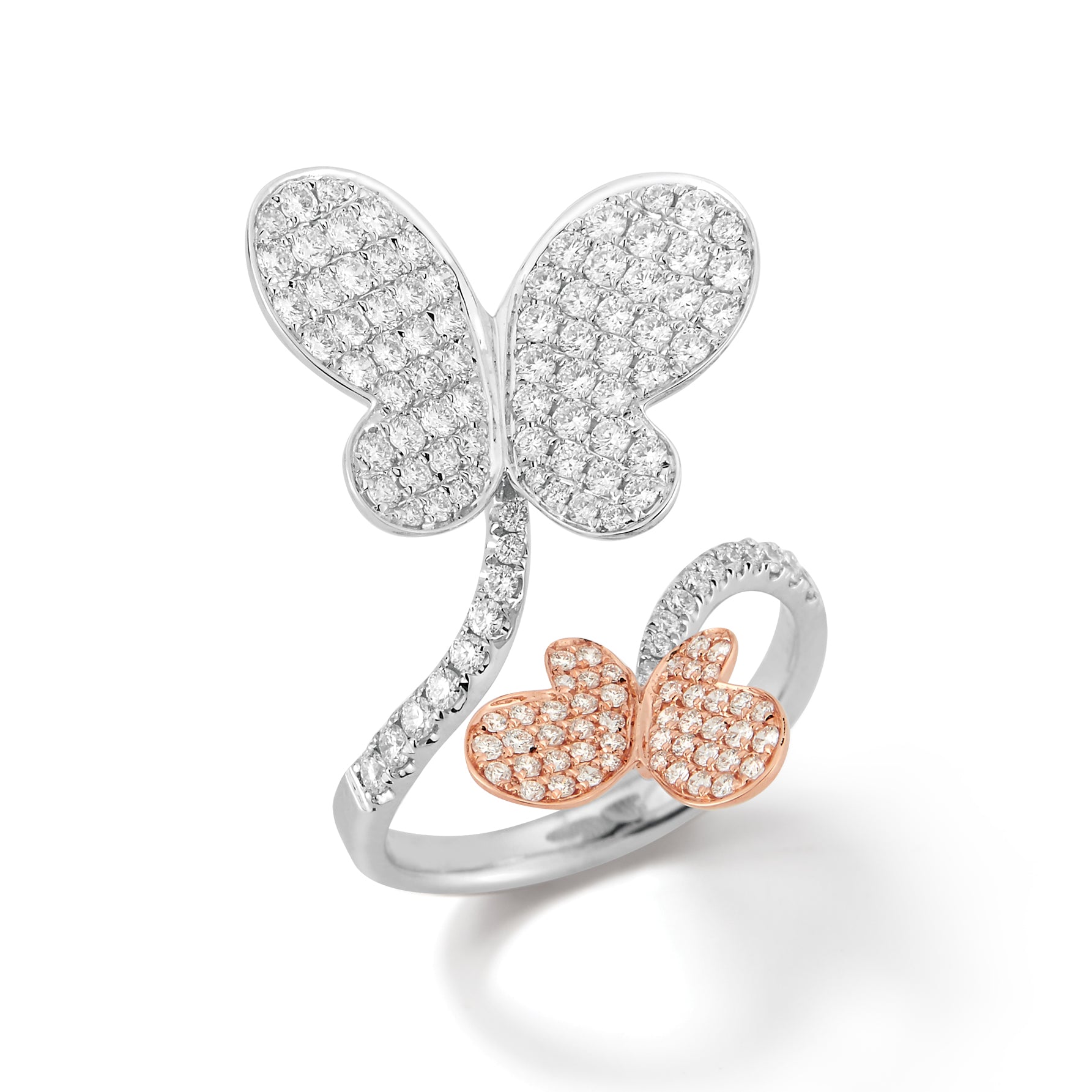 Two-tone Diamond Butterfly Ring