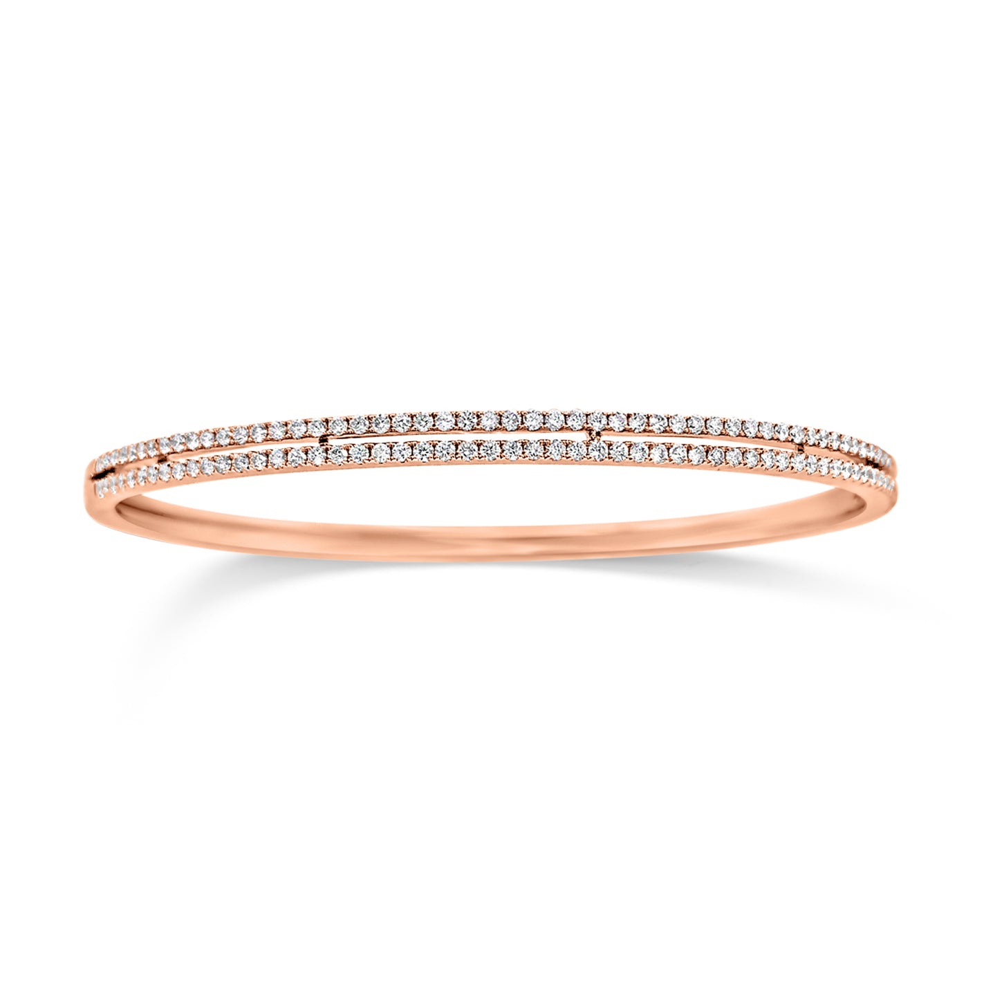 Rounded Two Row Diamond Bangle Bracelet