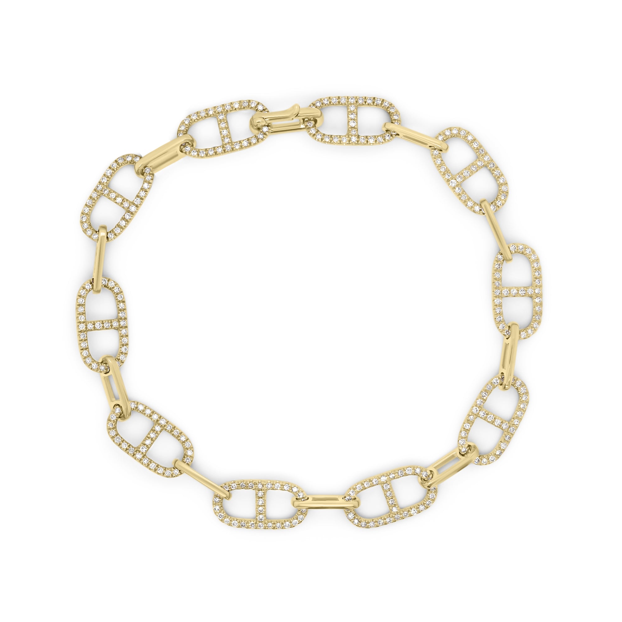 18K Rose gold, snake-shaped link bracelet, set with 74 round brilliant -  Olivacom