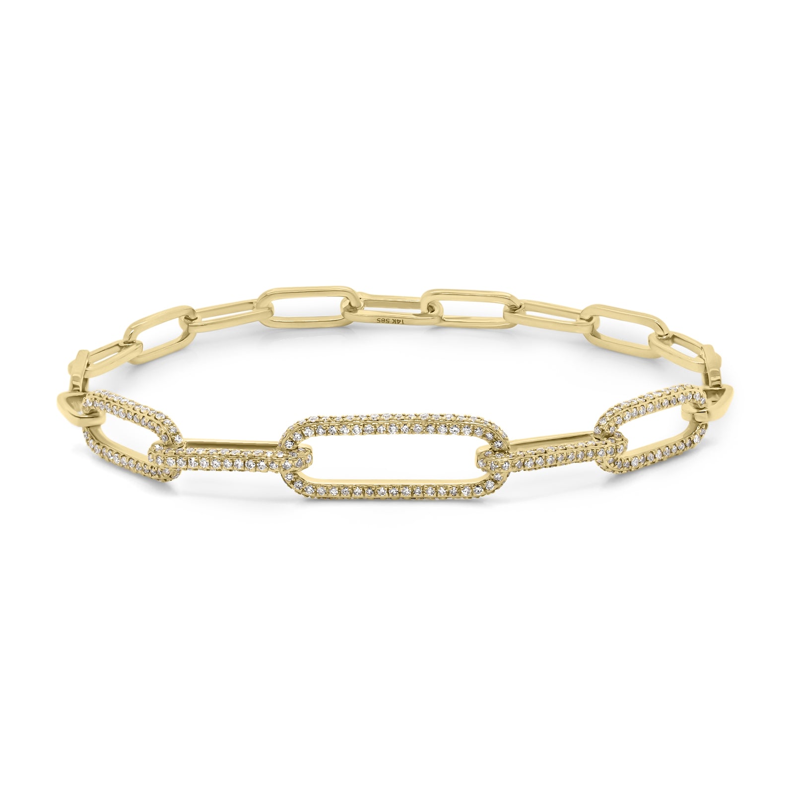 Tezza Paperclip Chain Bracelet w/ Diamond Initial Charm